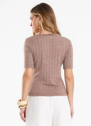 Endless - Blusa Feminina em Tricot Canelado Bege - ENDLESS
