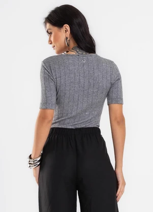 Endless - Blusa Feminina em Tricot Canelado Cinza - ENDLESS