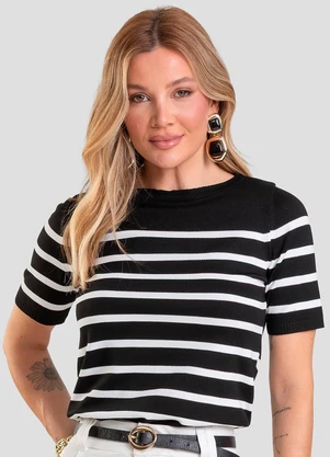 Dianna - Blusa Feminina em Tricot de Fio Modal Preto - DIANNA