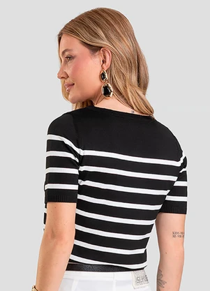 Dianna - Blusa Feminina em Tricot de Fio Modal Preto - DIANNA