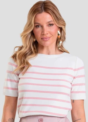 Dianna - Blusa Feminina em Tricot de Fio Modal Rosa - DIANNA