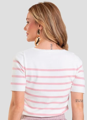 Dianna - Blusa Feminina em Tricot de Fio Modal Rosa - DIANNA