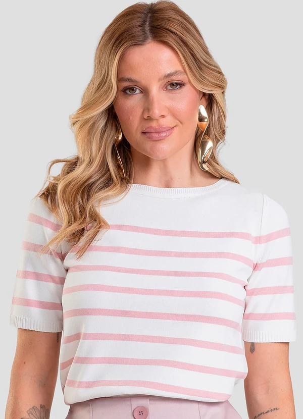 Dianna - Blusa Feminina em Tricot de Fio Modal Rosa