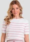 Dianna - Blusa Feminina em Tricot Listrado Bege - variação: Rosa