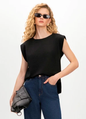 Essendi - Blusa Feminina em Tricot Preto - ESSENDI