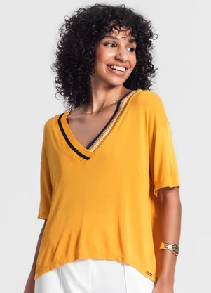 Rovitex - Blusa Feminina em Visco Tricot Amarelo - ROVITEX