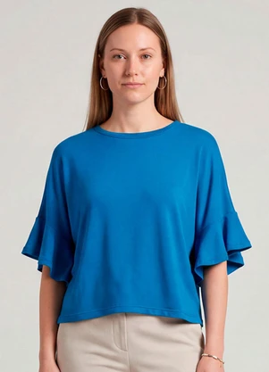 Infinita Cor - Blusa Feminina em Visco Tricot Azul - INFINITA COR
