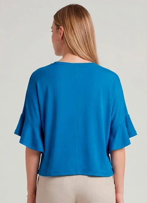 Infinita Cor - Blusa Feminina em Visco Tricot Azul - INFINITA COR