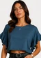 Infinita Cor - Blusa Feminina em Visco Tricot Azul - variação: Azul