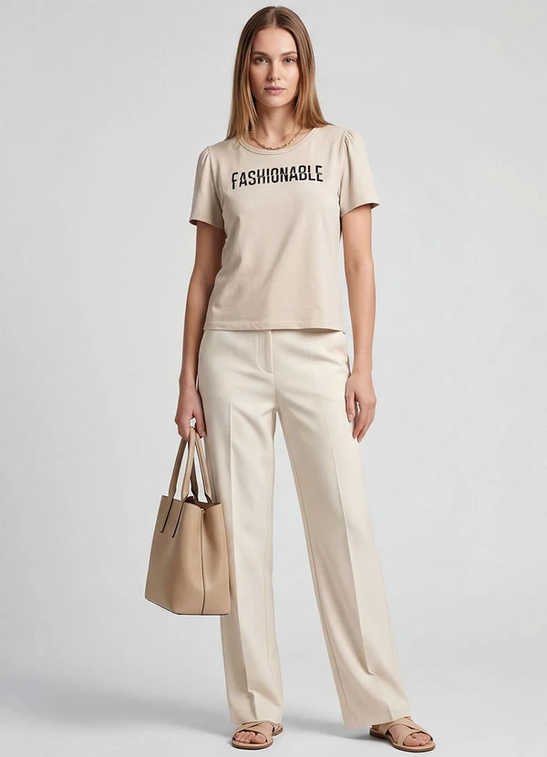 Infinita Cor - Blusa Feminina em Visco Tricot Bege 3