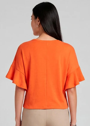 Infinita Cor - Blusa Feminina em Visco Tricot Laranja - INFINITA COR