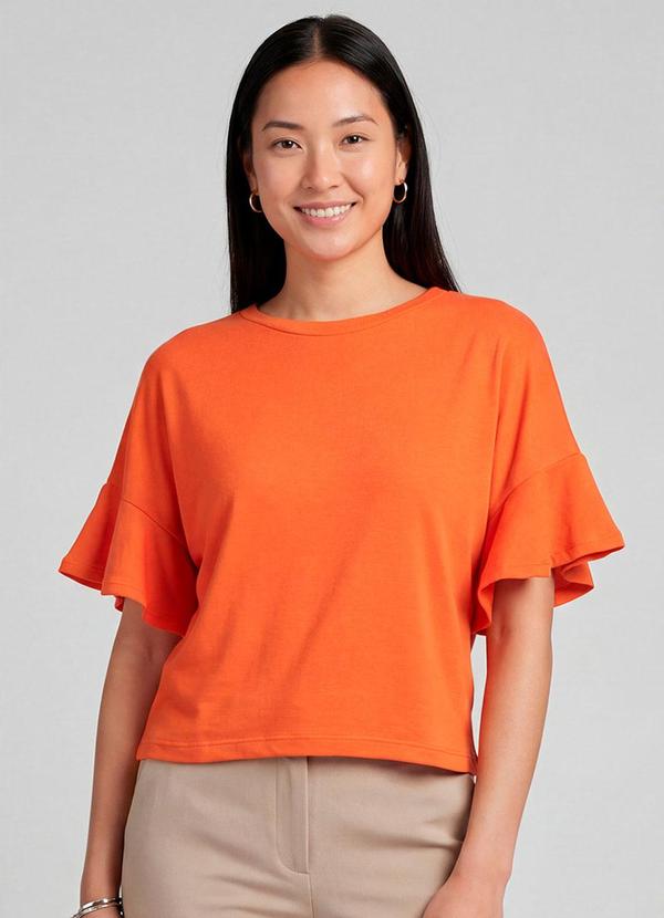 Infinita Cor - Blusa Feminina em Visco Tricot Laranja
