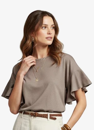 Infinita Cor - Blusa Feminina em Visco Tricot Marrom - INFINITA COR