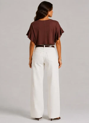 Infinita Cor - Blusa Feminina em Visco Tricot Marrom - INFINITA COR