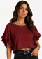 Infinita Cor - Blusa Feminina em Visco Tricot Azul - variação: Vermelho