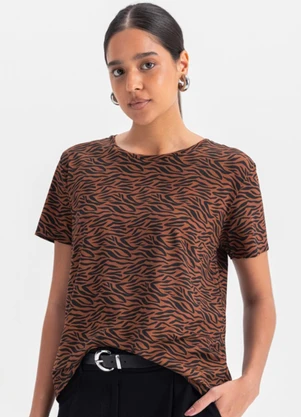 Essendi - Blusa Feminina em Viscolycra  Marrom - ESSENDI
