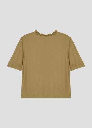 Cereja Rosa - Blusa Feminina em Viscose com Amarração na Gola Bege - CEREJA ROSA