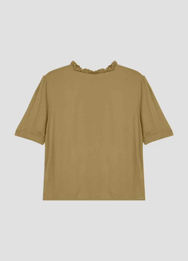 Cereja Rosa - Blusa Feminina em Viscose com Amarração na Gola Bege