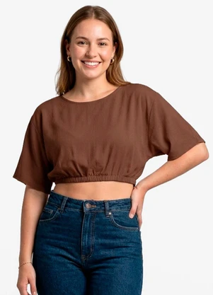 Infinita Cor - Blusa Feminina em Viscose Marrom - INFINITA COR