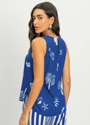 Essendi - Blusa Feminina em Viscose Praiana Azul - ESSENDI