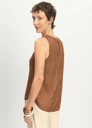 Essendi - Blusa Feminina em Viscose Praiana Marrom - ESSENDI