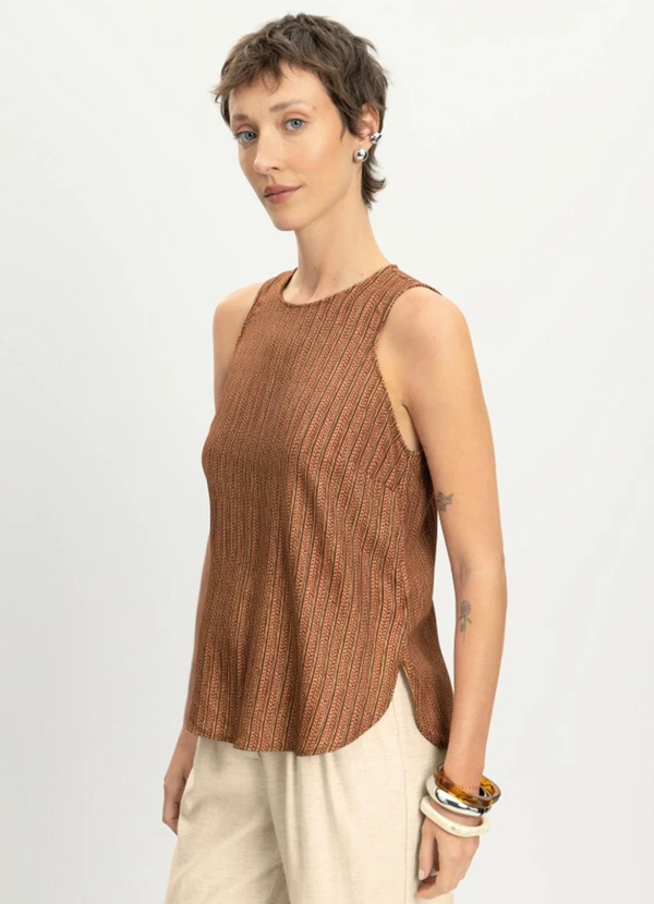 Essendi - Blusa Feminina em Viscose Praiana Marrom