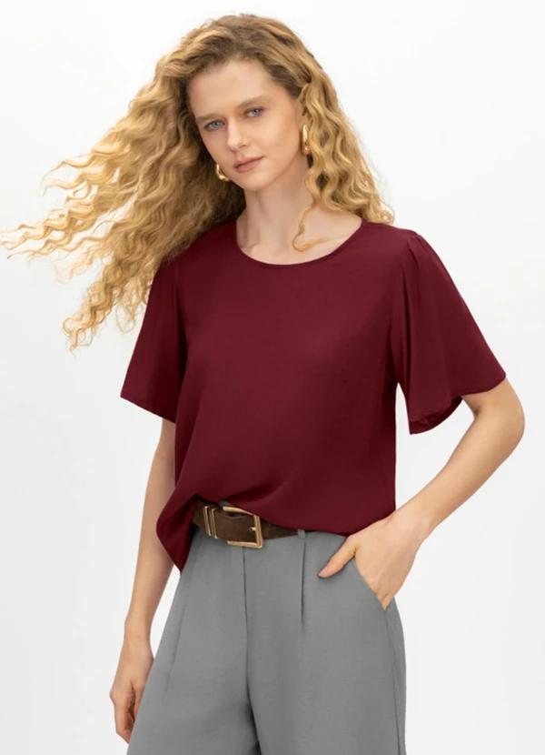 Essendi - Blusa Feminina em Viscose Bordo