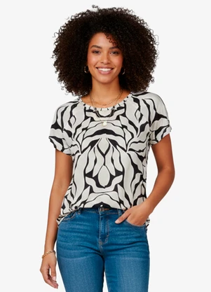 Infinita Cor - Blusa Feminina em Viscotorcion Bege - INFINITA COR