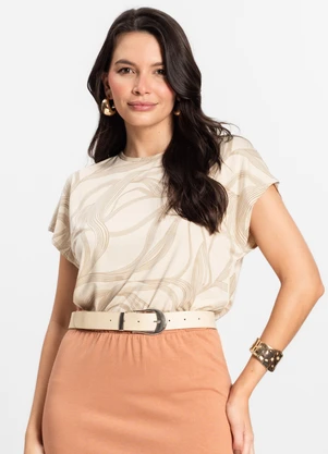 Rovitex - Blusa Feminina em Viscotorcion Bege - ROVITEX