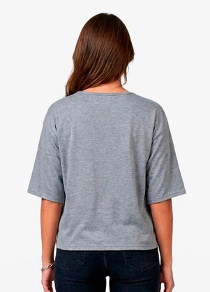 Infinita Cor - Blusa Feminina em Viscotorcion Cinza - INFINITA COR