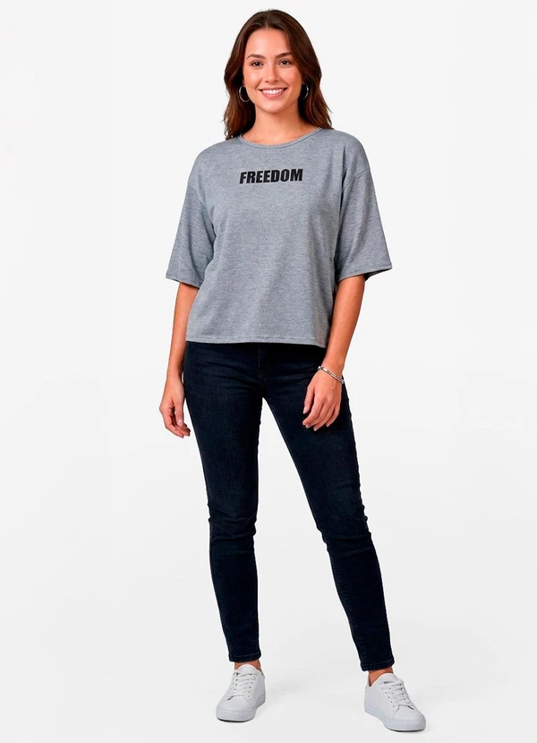 Infinita Cor - Blusa Feminina em Viscotorcion Cinza 3