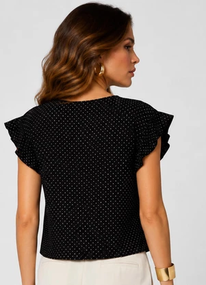 Infinita Cor - Blusa Feminina em Viscotorcion Rotativo Preto - INFINITA COR
