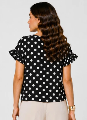 Infinita Cor - Blusa Feminina em Viscotorcion Rotativo Preto - INFINITA COR