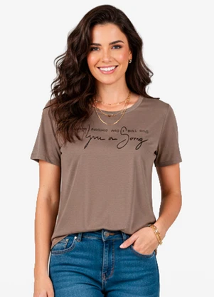 Infinita Cor - Blusa Feminina em Viscotricot Marrom - INFINITA COR