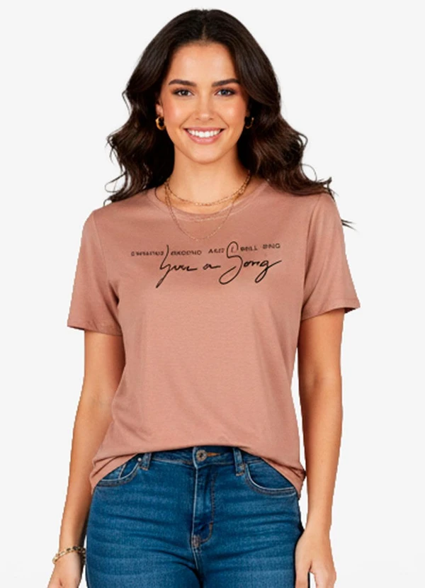 Infinita Cor - Blusa Feminina em Viscotricot Marrom