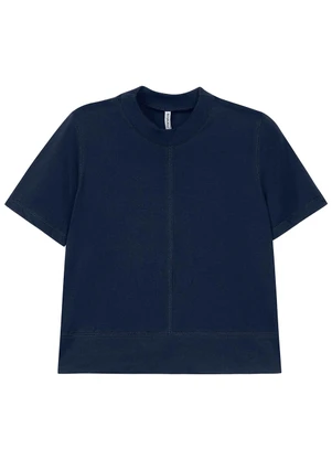 Marialícia - Blusa Feminina Esmera Manga Curta Azul - MARIALÍCIA