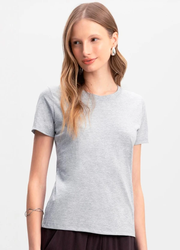 Essendi - Blusa Feminina Essencial em Meia Malha Cinza