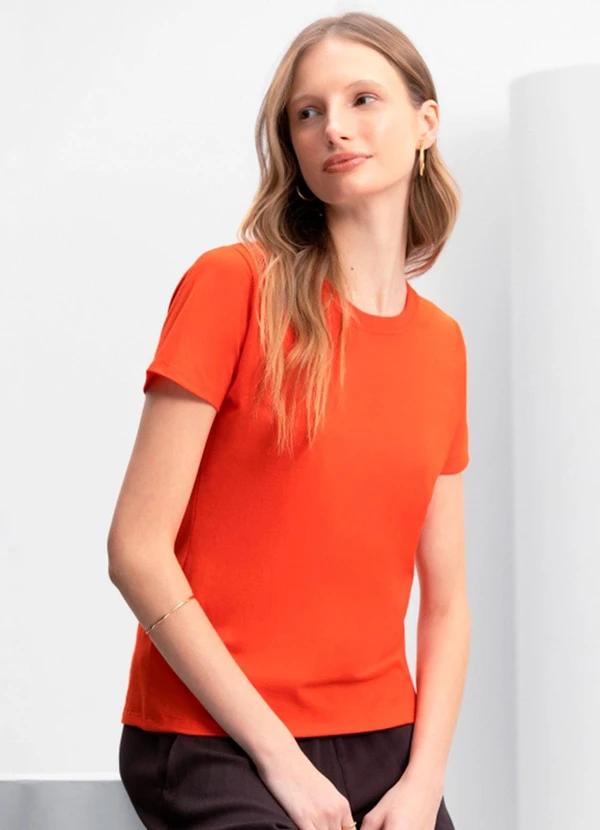 Essendi - Blusa Feminina Essencial em Meia Malha Laranja