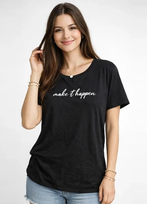 Infinita Cor - Blusa Feminina Estampa e Costa Maior Preto - INFINITA COR