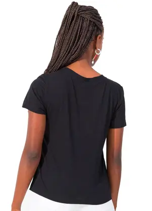 Blusa Feminina Estampa Étnica Rovitex (Preto) - ROVITEX