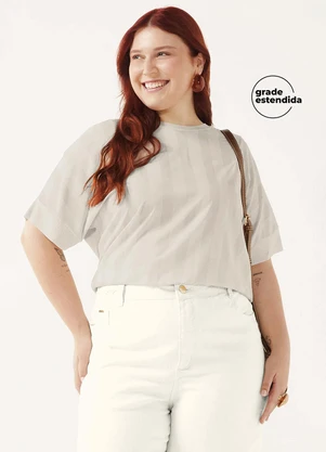 Marialícia - Blusa Feminina Estampa Frente Bege - MARIALÍCIA