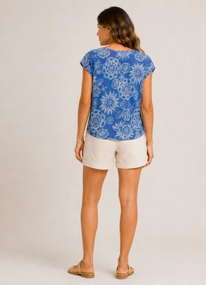 Select - Blusa Feminina Estampada Azul - SELECT