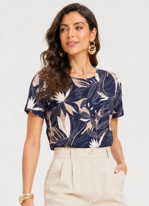 Infinita Cor - Blusa Feminina Estampada Azul - INFINITA COR