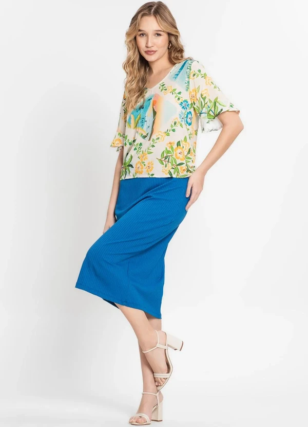 Infinita Cor - Blusa Feminina Estampada Bege 3