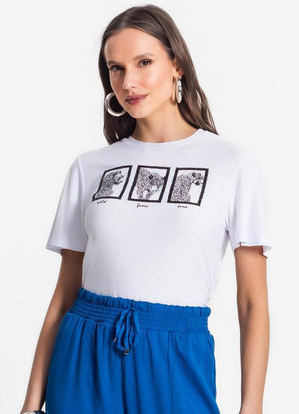 Rovitex - Blusa Feminina Estampada Branco