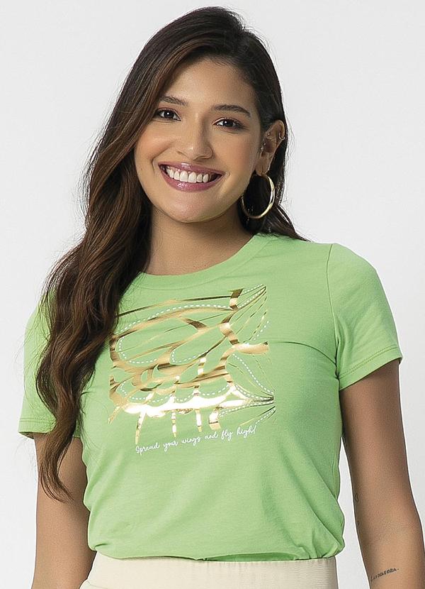 Habana - Blusa Feminina Estampada com Fóil Verde 1