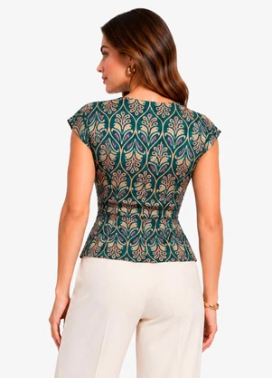 Rovitex - Blusa Feminina Estampada Decote Nó Verde - ROVITEX