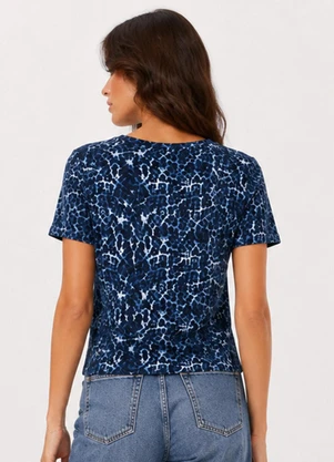 Infinita Cor - Blusa Feminina Estampada em Malha Cotton Azul - INFINITA COR