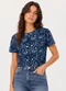 Infinita Cor - Blusa Feminina Estampada em Malha CottonVermelho - variação: Azul