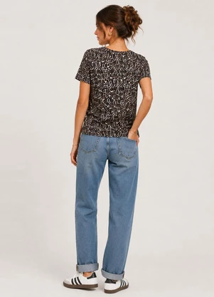 Infinita Cor - Blusa Feminina Estampada em Malha Cotton Bege - INFINITA COR
